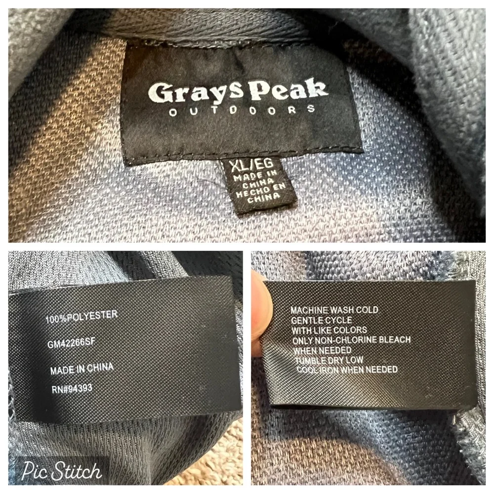 Grays Peak Outdoors Men’s Slate Blue Sherpa Fleece Pullover Jacket XL NEW Button